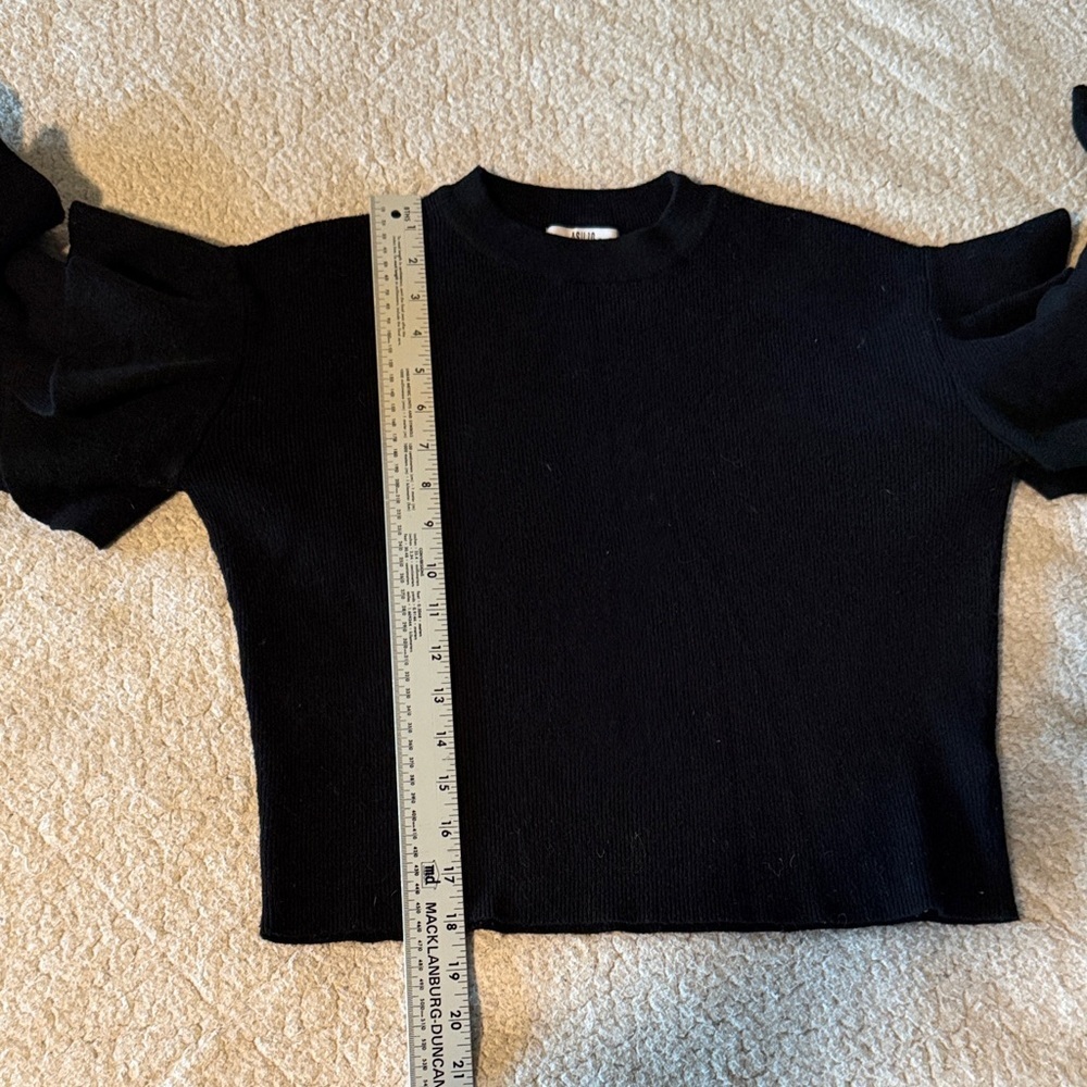 Asilio Black Ruffle Sleeve Sweater Small - Picture 8 of 9